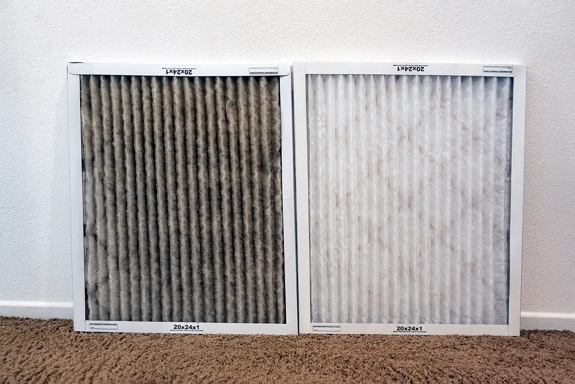 Comparison of dirty and clean indoor air filters